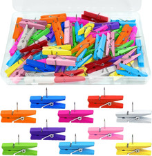 Pinnadeln Holz, 50 Stück Bunt